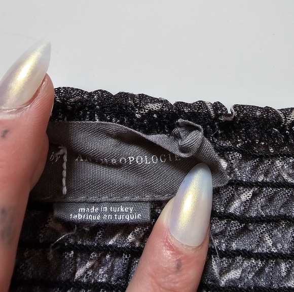 Anthropologie S Roven Balloon Sleeve Chiffron Black Smocked Long Sleeve Top - Picture 4 of 6